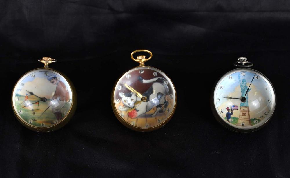 THREE BRASS-BOUND GLASS BALL