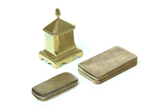 THREE BRASS BOXES.  European 