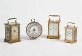 THREE BRASS CARRIAGE CLOCKS AN