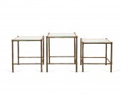 THREE BRASS FAUX BAMBOO NESTIN