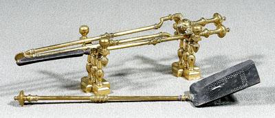 Three brass fire tools: including