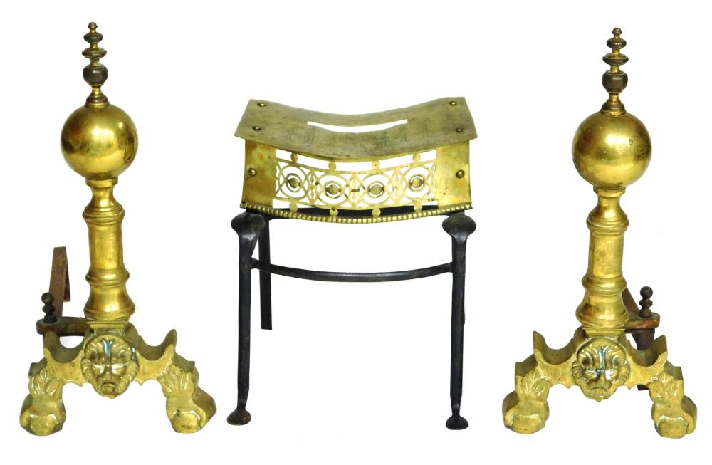 THREE BRASS FIREPLACE