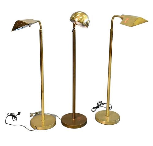 THREE BRASS FLOOR LAMPS, TO INCLUDE
