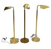 THREE BRASS FLOOR LAMPS, TO IN