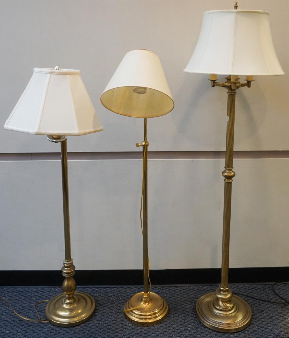 THREE BRASS FLOOR LAMPSThree