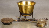 THREE BRASS HEARTH ITEMS<br>Th