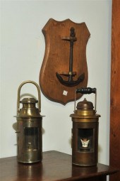 THREE BRASS ITEMS. English and