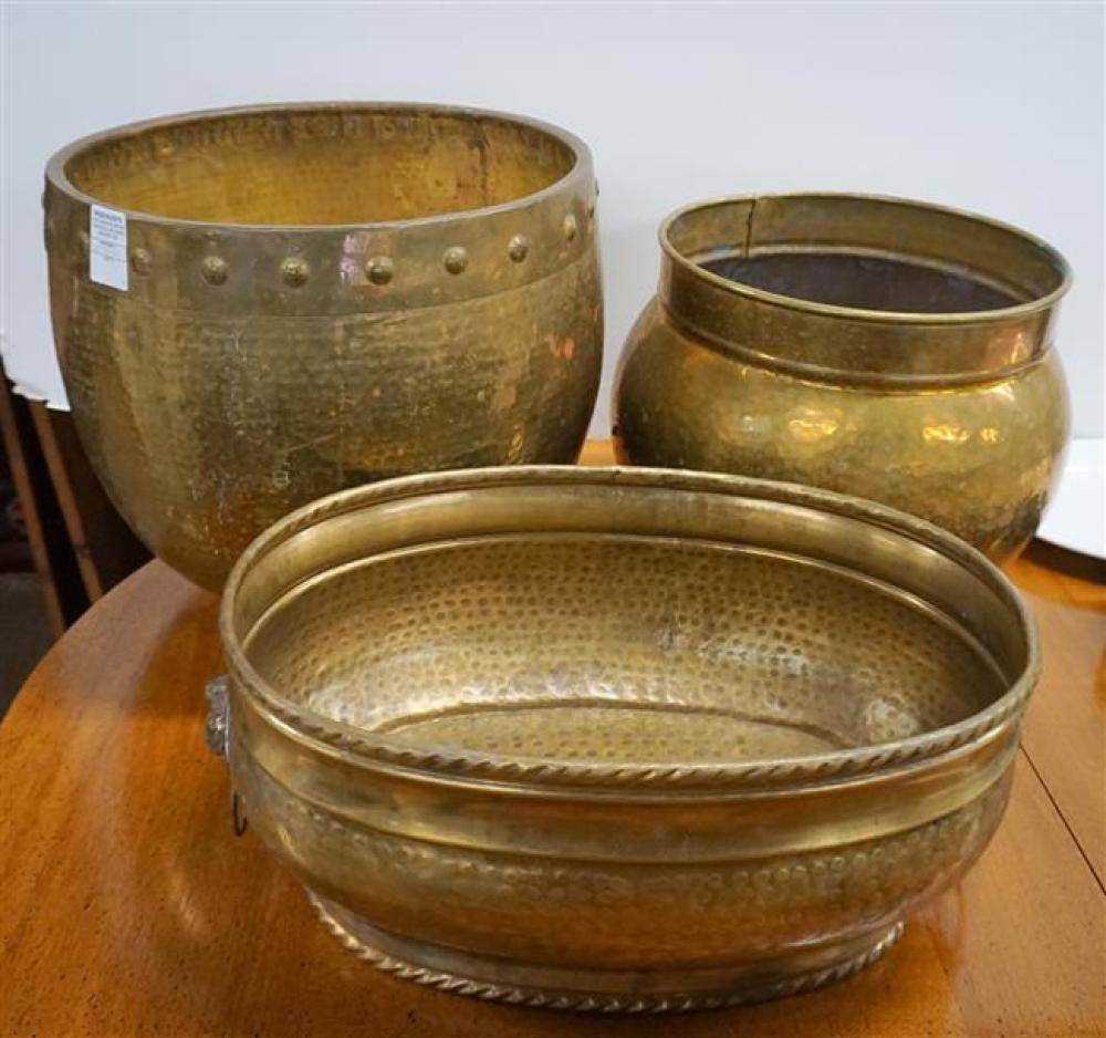 THREE BRASS JARDINIERESThree