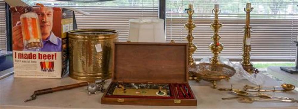 THREE BRASS LAMPS, BRASS