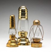 THREE BRASS LANTERNS. American