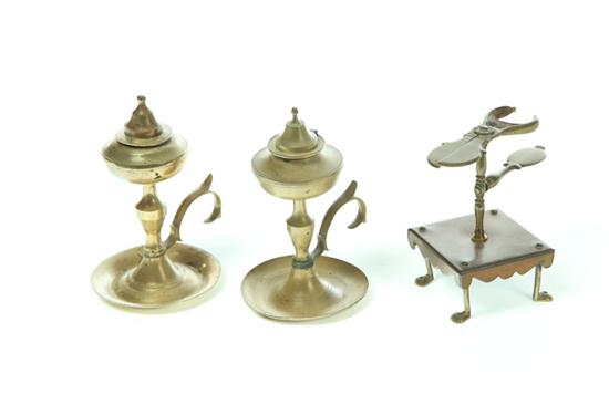 THREE BRASS LIGHTING DEVICES. 