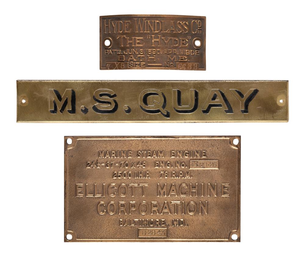 THREE BRASS MARITIME-THEMED PLAQUES