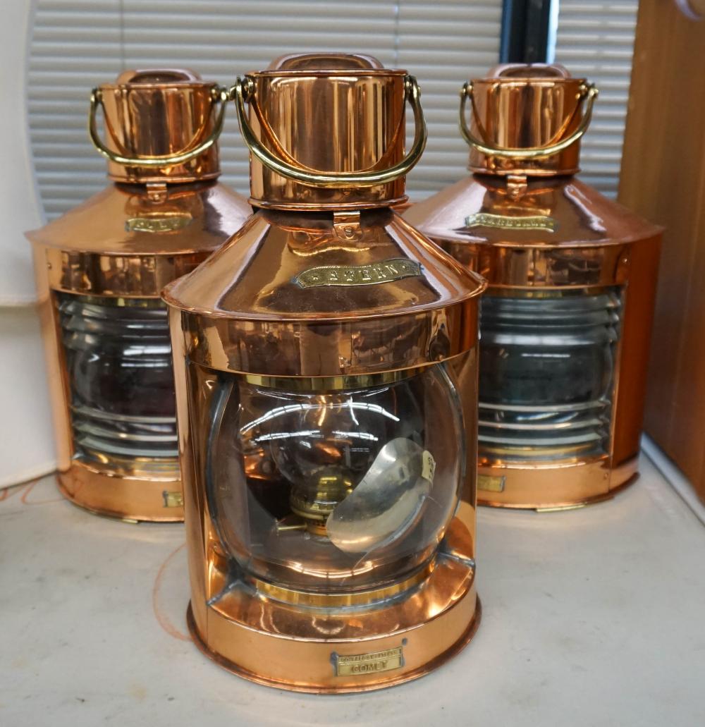 THREE BRASS MOUNTED COPPER AND