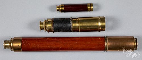 THREE BRASS TELESCOPES, 19TH
