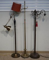 THREE BRASS/PATINATED METAL FL