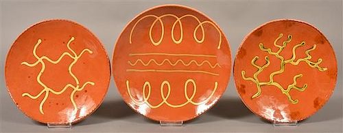 THREE BREININGER POTTERY SLIP