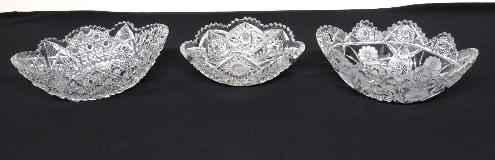 THREE BRILLIANT PERIOD CUT GLASS