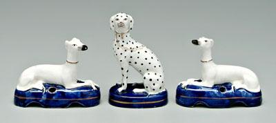 Three British ceramic dogs: pair