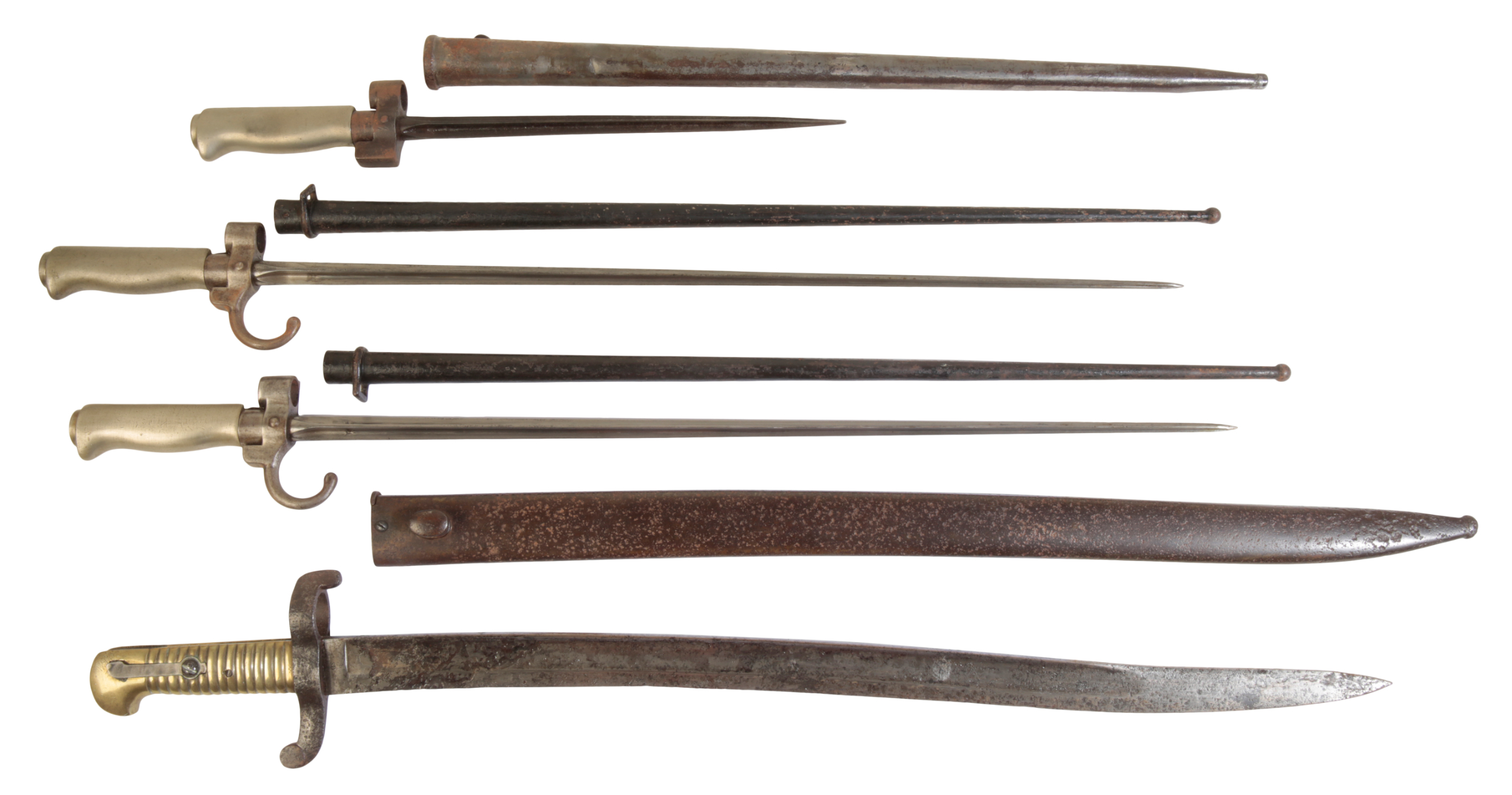 THREE BRITISH SPIKE BAYONETS in