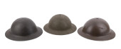 THREE BRODIE HELMETS, 1 AMERIC