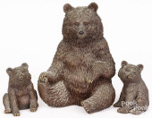 THREE BRONZE BEARS, SIGNED ARI