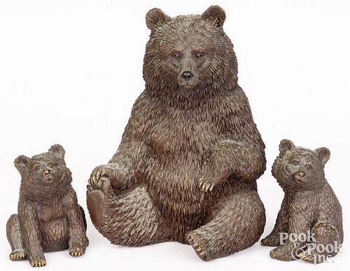 THREE BRONZE BEARS, SIGNED