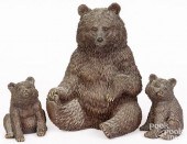 THREE BRONZE BEARS, SIGNED ARI