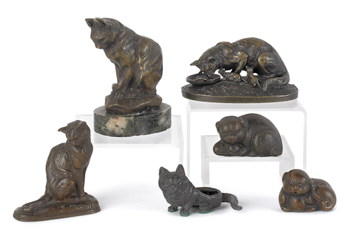 Three bronze cat figures by Barye 3