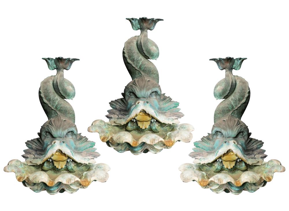 THREE BRONZE DOLPHIN FOUNTAIN