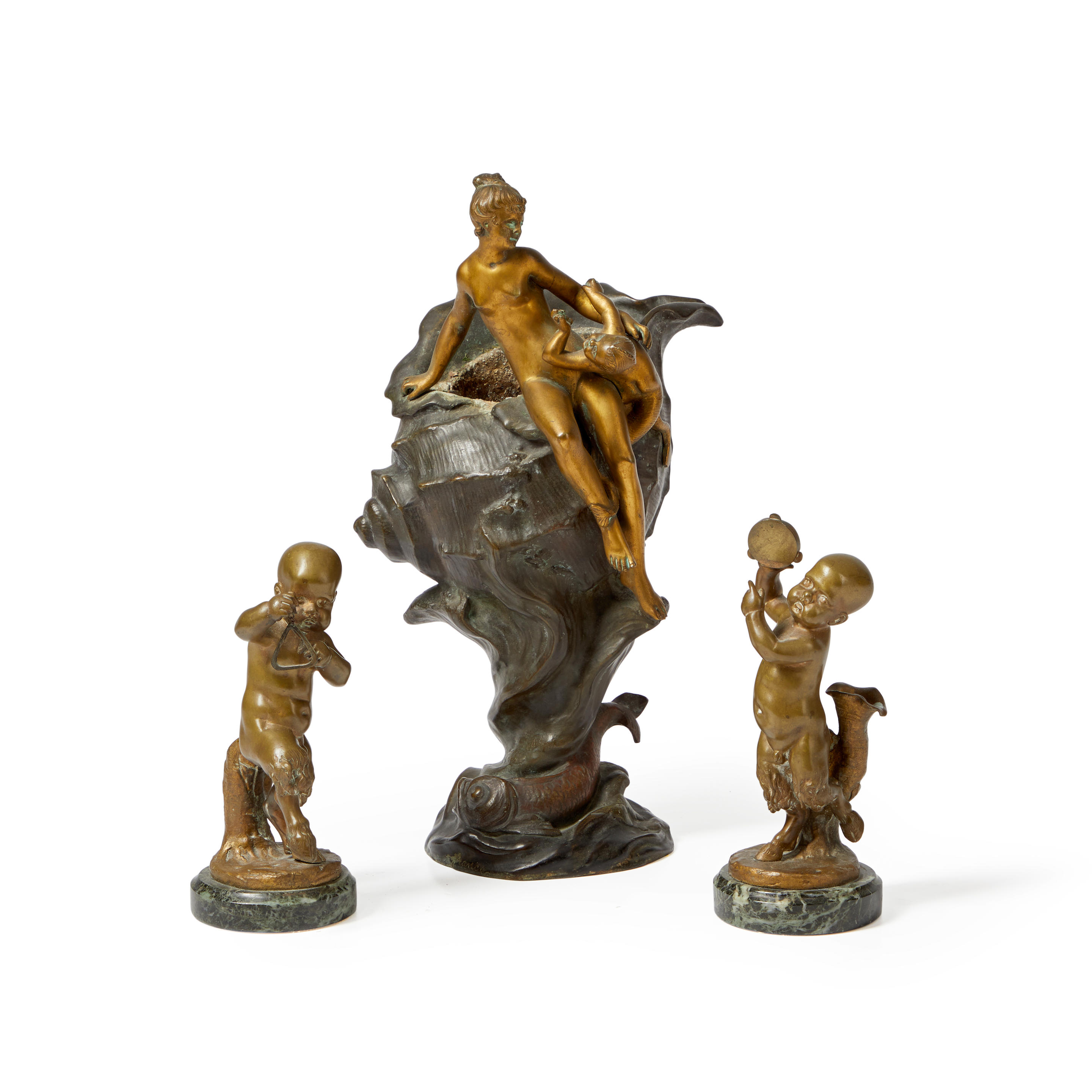 THREE BRONZE SCULPTURES one