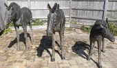 THREE BRONZE ZEBRA GARDEN STAT