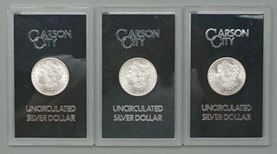 Three BU Carson City silver