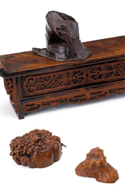 Three burl wood cups  qing dynasty