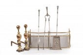 Three burnished steel fire iro