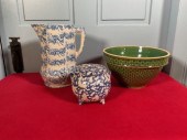 Three ca. 1900 pieces: blue sp
