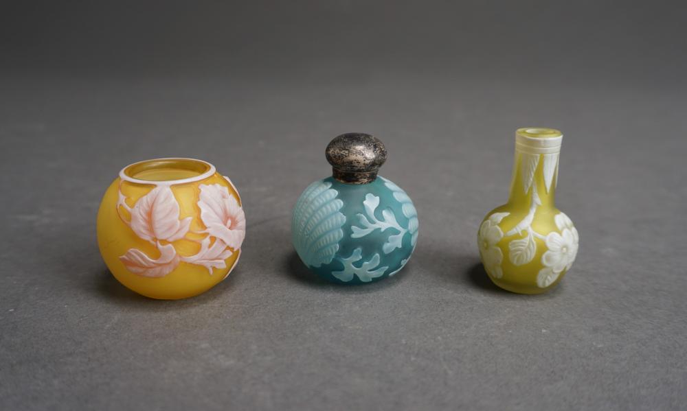 THREE CAMEO GLASS MINIATURE CABINET