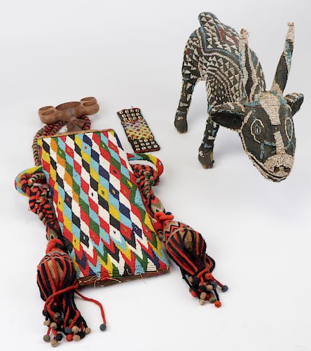 THREE CAMEROONIAN BEADED