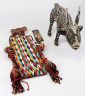 THREE CAMEROONIAN BEADED OBJEC