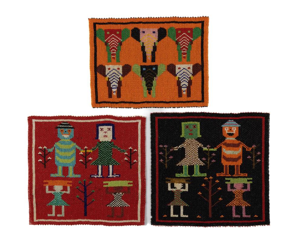 THREE CAMEROONIAN LOOM BEADED