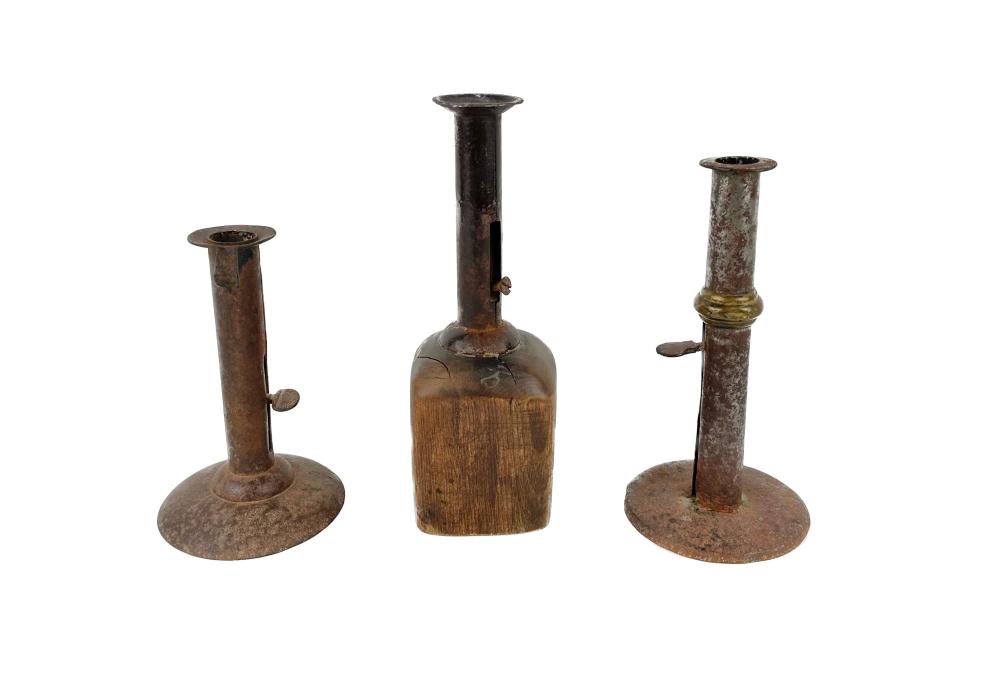THREE CANDLESTICKS 19TH CENTURY