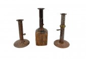 THREE CANDLESTICKS 19TH CENTUR