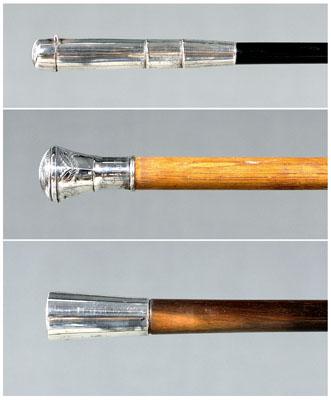 Three canes with silver tops: one