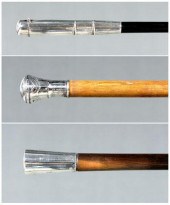 Three canes with silver tops: