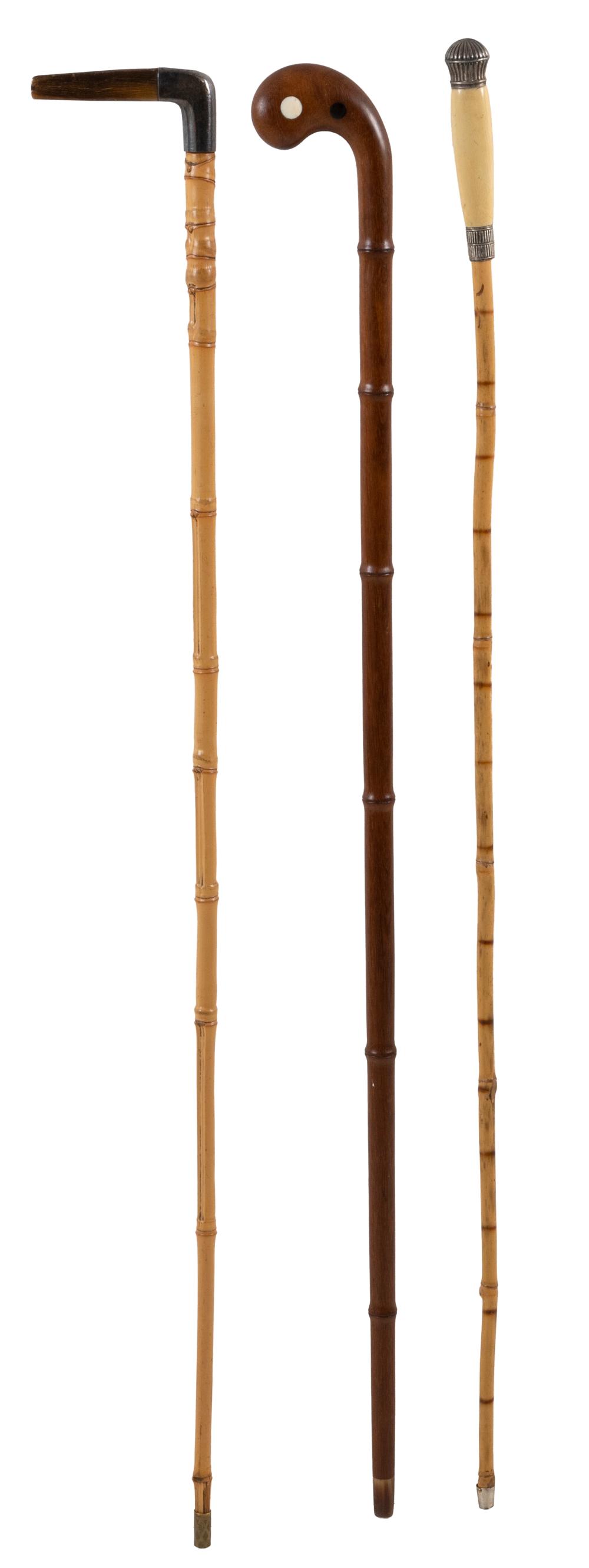 THREE CANES/WALKING STICKS LATE