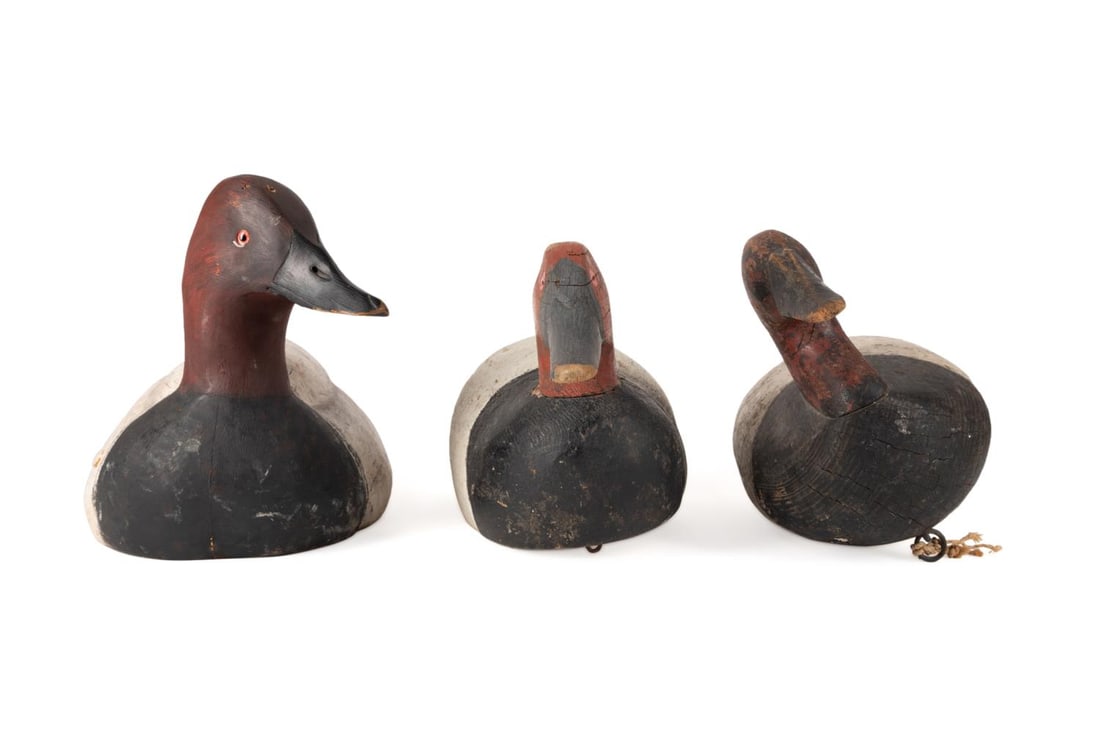 THREE CANVASBACK DUCK DECOYS, 2