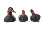 THREE CANVASBACK DUCK DECOYS,