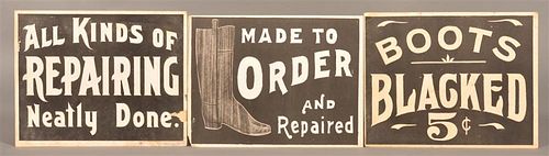 THREE CARDBOARD BOOT AND SHOE