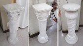 THREE CARRARA MARBLE COLUMN PE