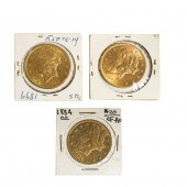 THREE CARSON CITY $20 GOLD LIB