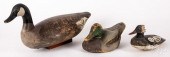 THREE CARVED AND PAINTED DECOY
